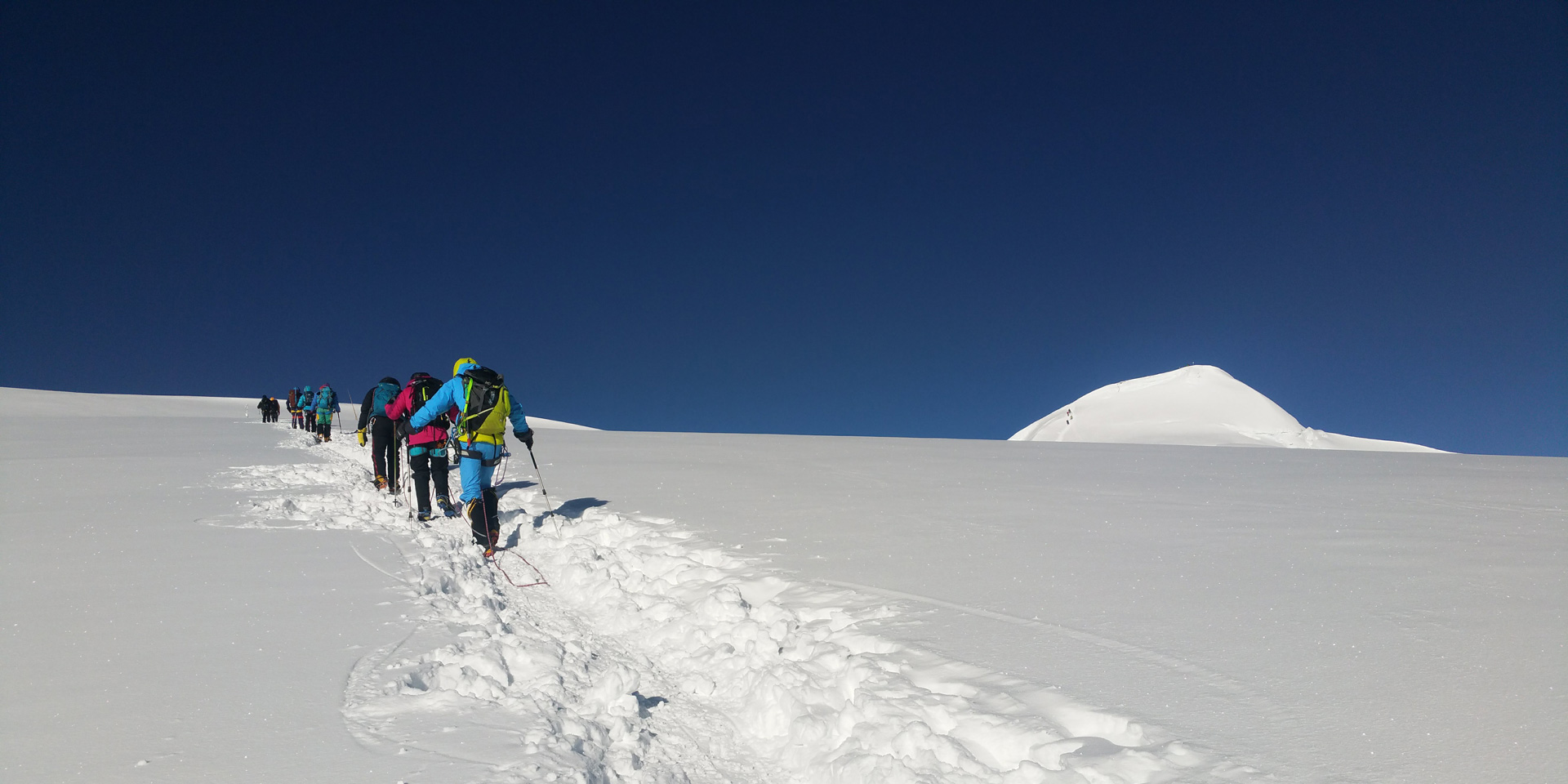 Climbers climbing Mera Peak in Nepal
